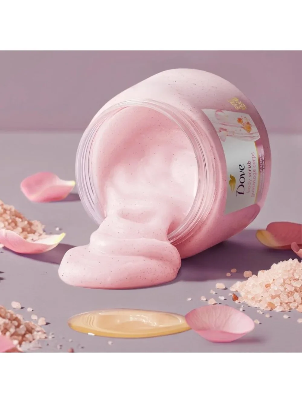 Himalayan Salt & Rose Oil Body Scrub - Exfoliating 15 oz for Smooth, Polished